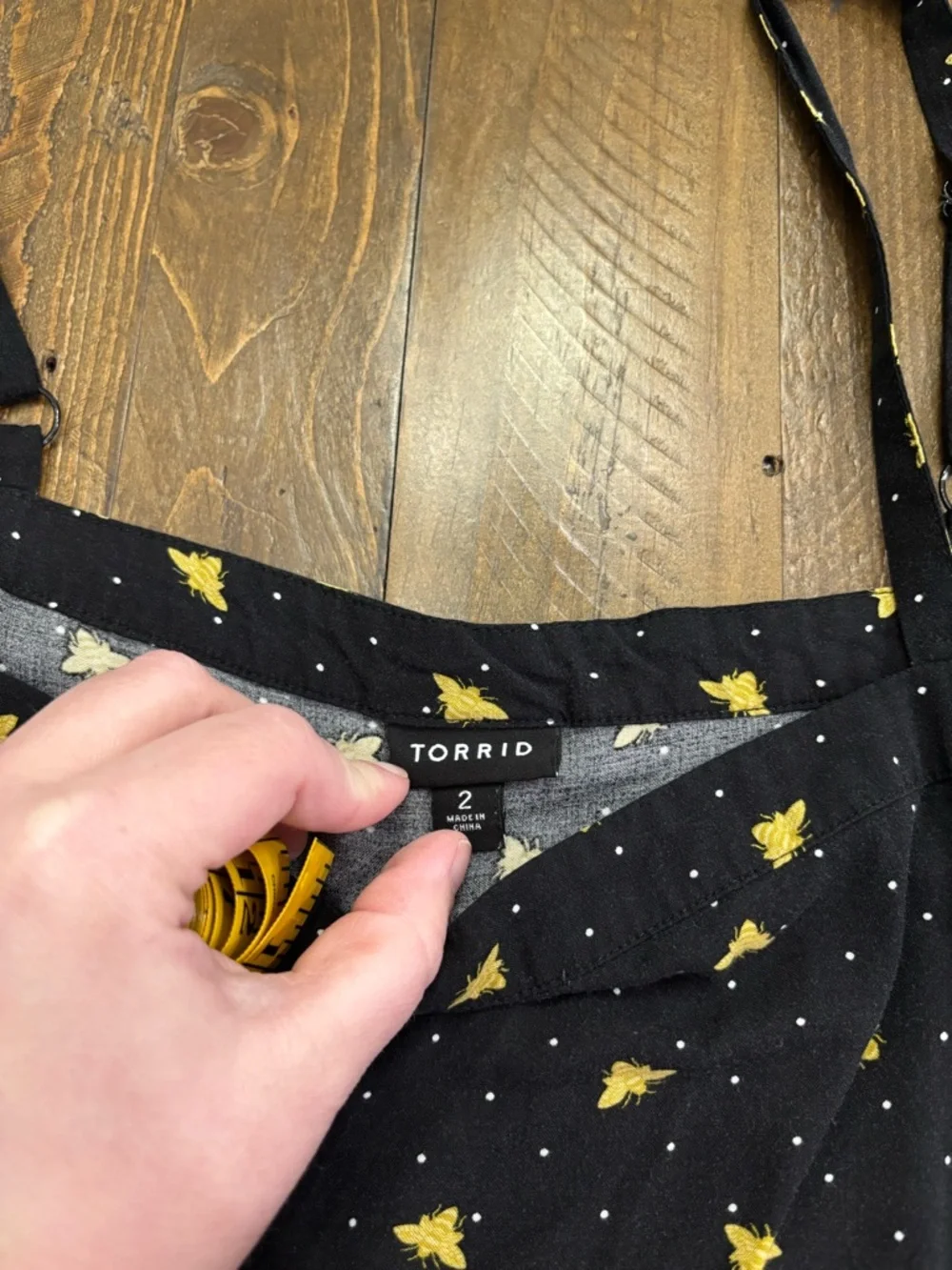 Torrid Mini Challis Sleeveless Sundress in Busy Bee Deep Black Pattern - Picture 3 of 7